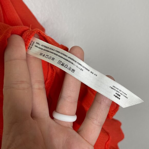 Free People Cascades Ruffle Cami in Coral Red Orange Flowy Size XS - Picture 7 of 9